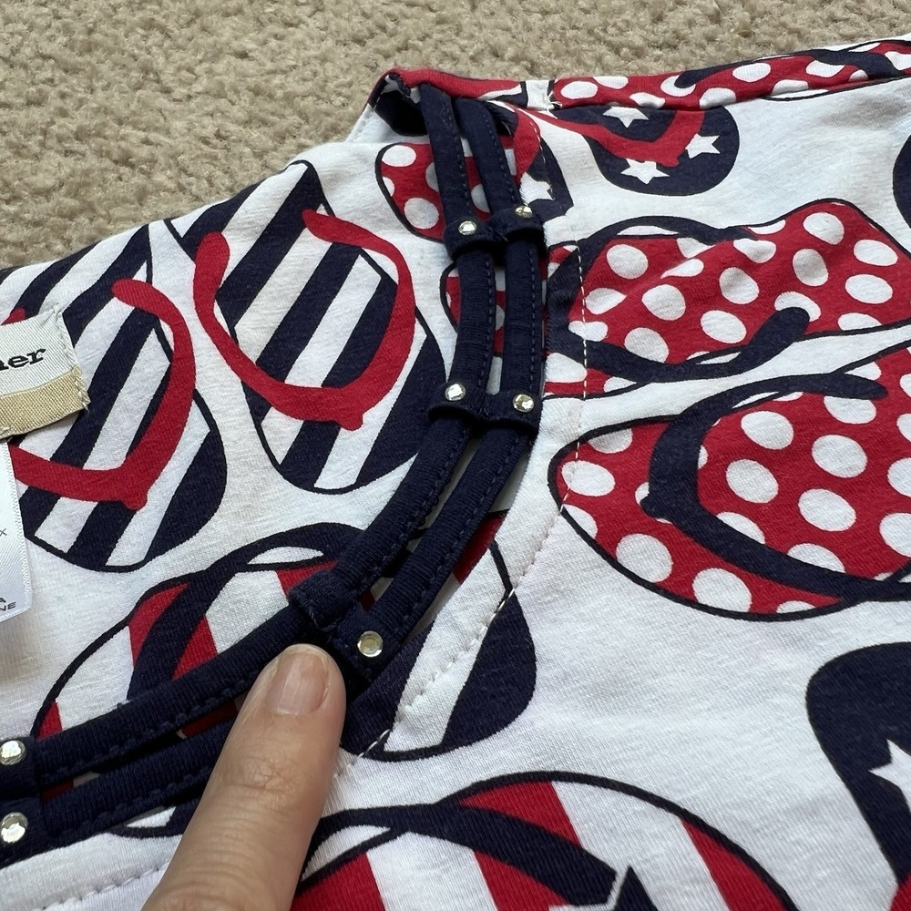 ALFRED DUNNER Patriotic Red White Blue Top Tee Shirt Flip Flops 4th Of July XXL - Picture 5 of 7